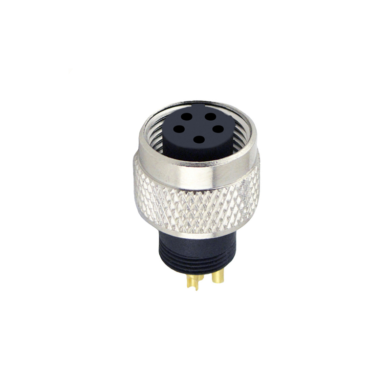 M12 5pins C code female moldable connector,unshielded,brass with nickel plated screw