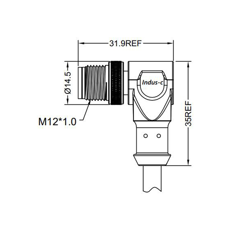 M12 8pins X code male right angle molded cable,shielded,PVC,-40°C~+105°C,CAT6 26AWG*4P,brass with nickel plated screw