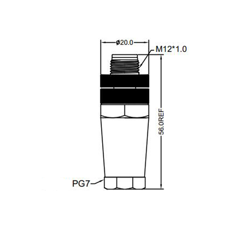M12 4pins C code male straight plastic assembly connector PG7 thread,unshielded,suitable cable outer diameter 4.0mm-6.0mm