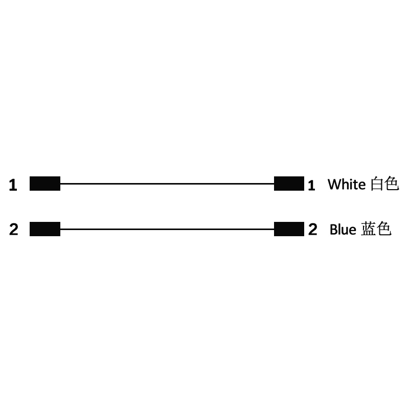 M12 2pins C code female straight to female right angle molded cable,unshielded,PUR,-40°C~+105°C,22AWG 0.34mm²,brass with nickel plated screw