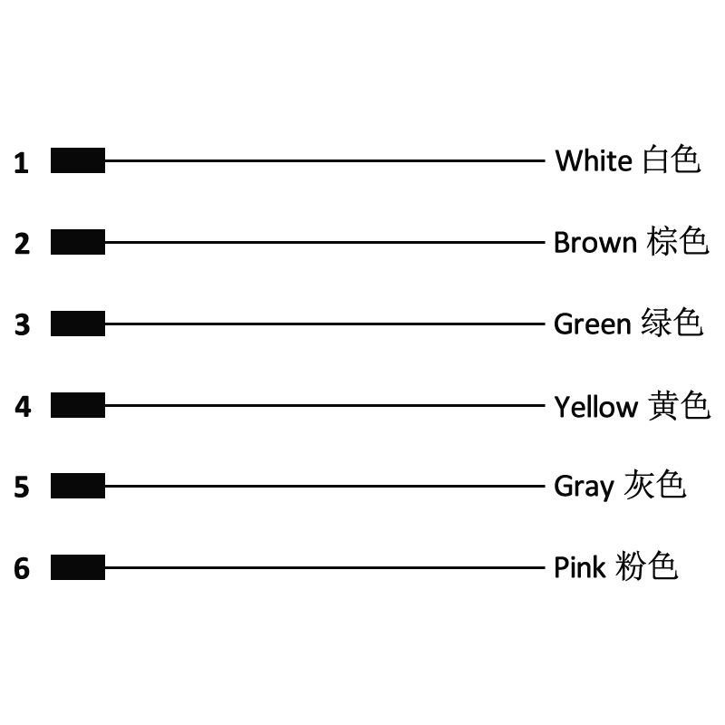 M12 6pins C code female right angle molded cable,unshielded,PVC,-40°C~+105°C,22AWG 0.34mm²,brass with nickel plated screw