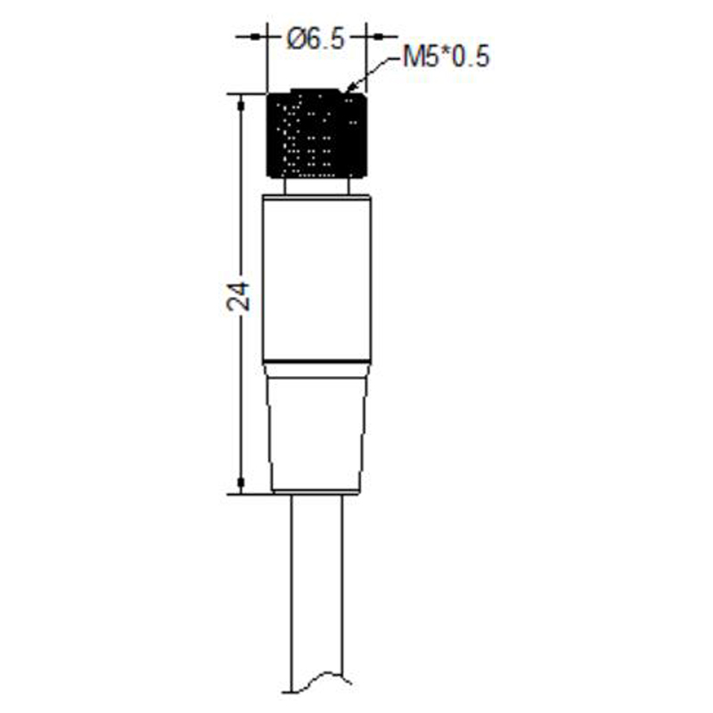 M5 4pins A code female straight cabler,shielded,PVC,-40°C~+105°C,26AWG 0.14mm²,brass with nickel plated screw