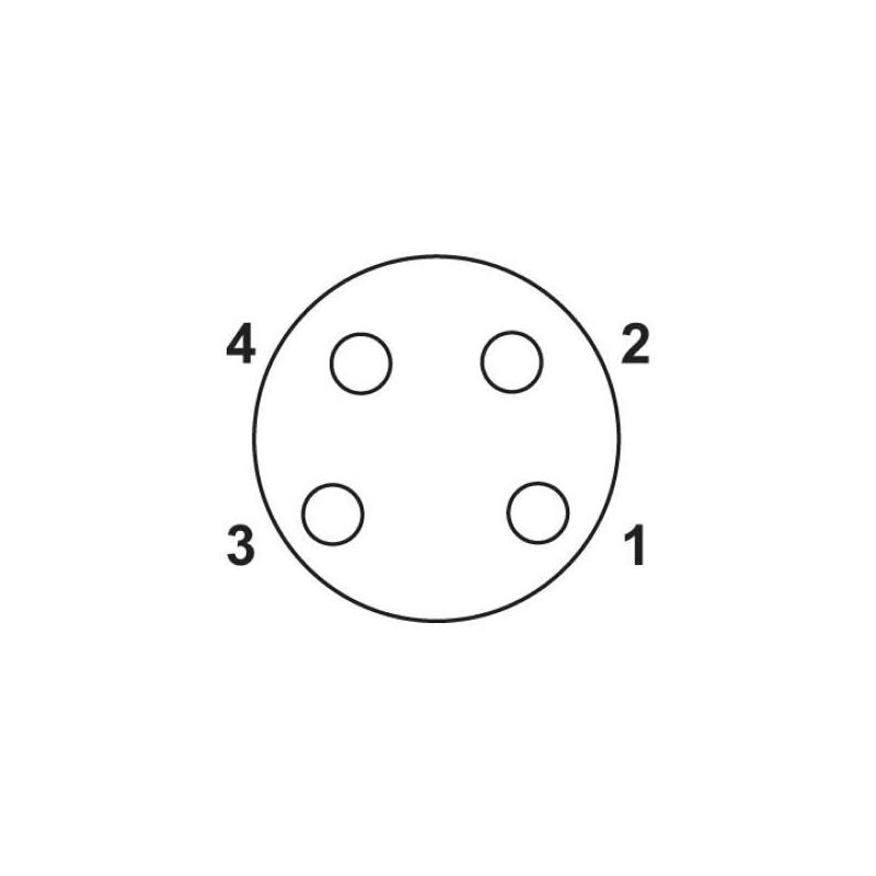 M8 4pins A code male right angle to female straight molded cable,shielded,PUR,-40°C~+105°C,24AWG 0.25mm²,brass with nickel plated screw