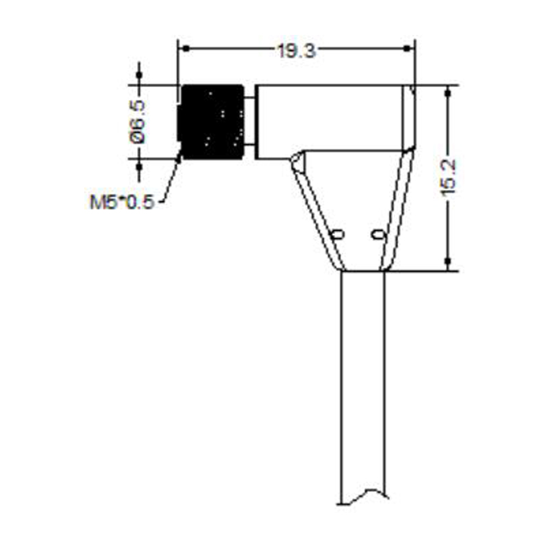 M5 3pins A code female right angle cable,shielded,PUR,-40°C~+105°C,26AWG 0.14mm²,brass with nickel plated screw