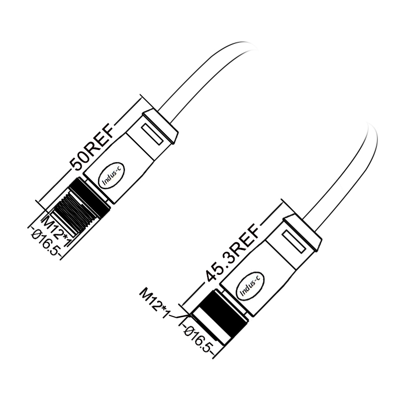 M12 5pins K code male to female straight molded cable,shielded,PUR,-40°C~+105°C,22AWG 0.34mm²,brass with nickel plated screw