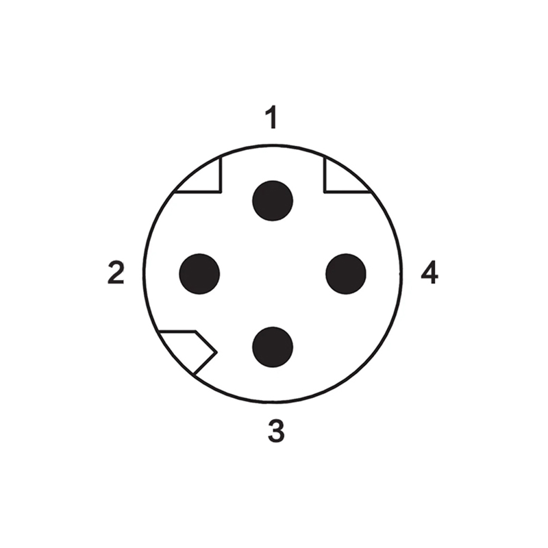 M8 4pins D male straight molded cable,unshielded,PUR,-40°C~+105°C,24AWG 0.25mm²,brass with nickel plated screw