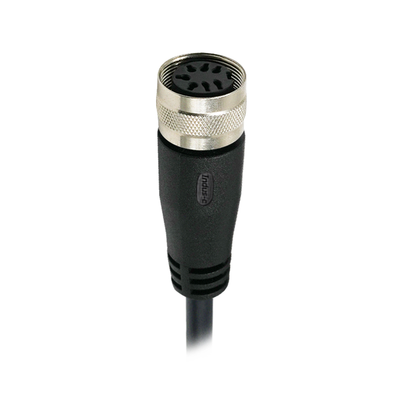 M16 7pins A code female straight molded cable,unshielded,PUR,-40°C~+105°C,18AWG 0.75mm²,brass with nickel plated screw